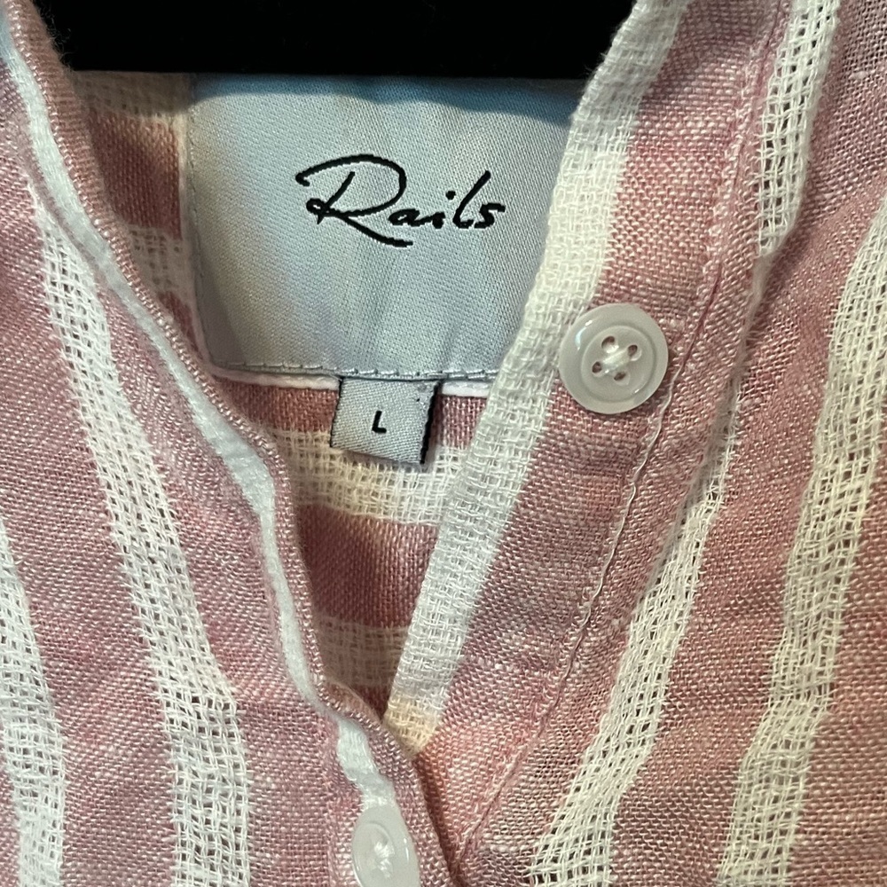 Rails Angelina Fit and Flare Mini Dress in Rose Stripe Linen Blend Size L - Picture 5 of 5